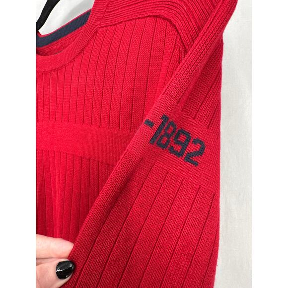 90s Vintage Abercrombie Fitch Sweater Mens Medium Red Pullover Y2K Skater Grunge - Picture 5 of 7